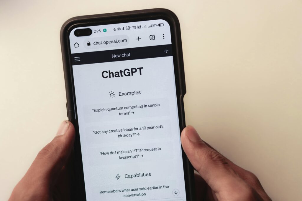 Photo by Sanket Mishra: https://www.pexels.com/photo/webpage-of-chatgpt-a-prototype-ai-chatbot-is-seen-on-the-website-of-openai-on-a-smartphone-examples-capabilities-and-limitations-are-shown-16629368/